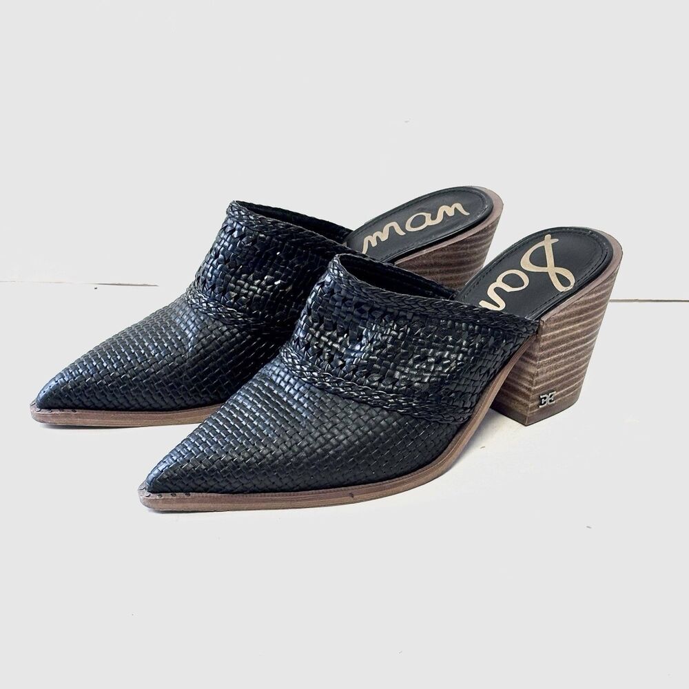 Sam Edelman Lillianna Mules Shoes Womens 6.5m Black Leather
